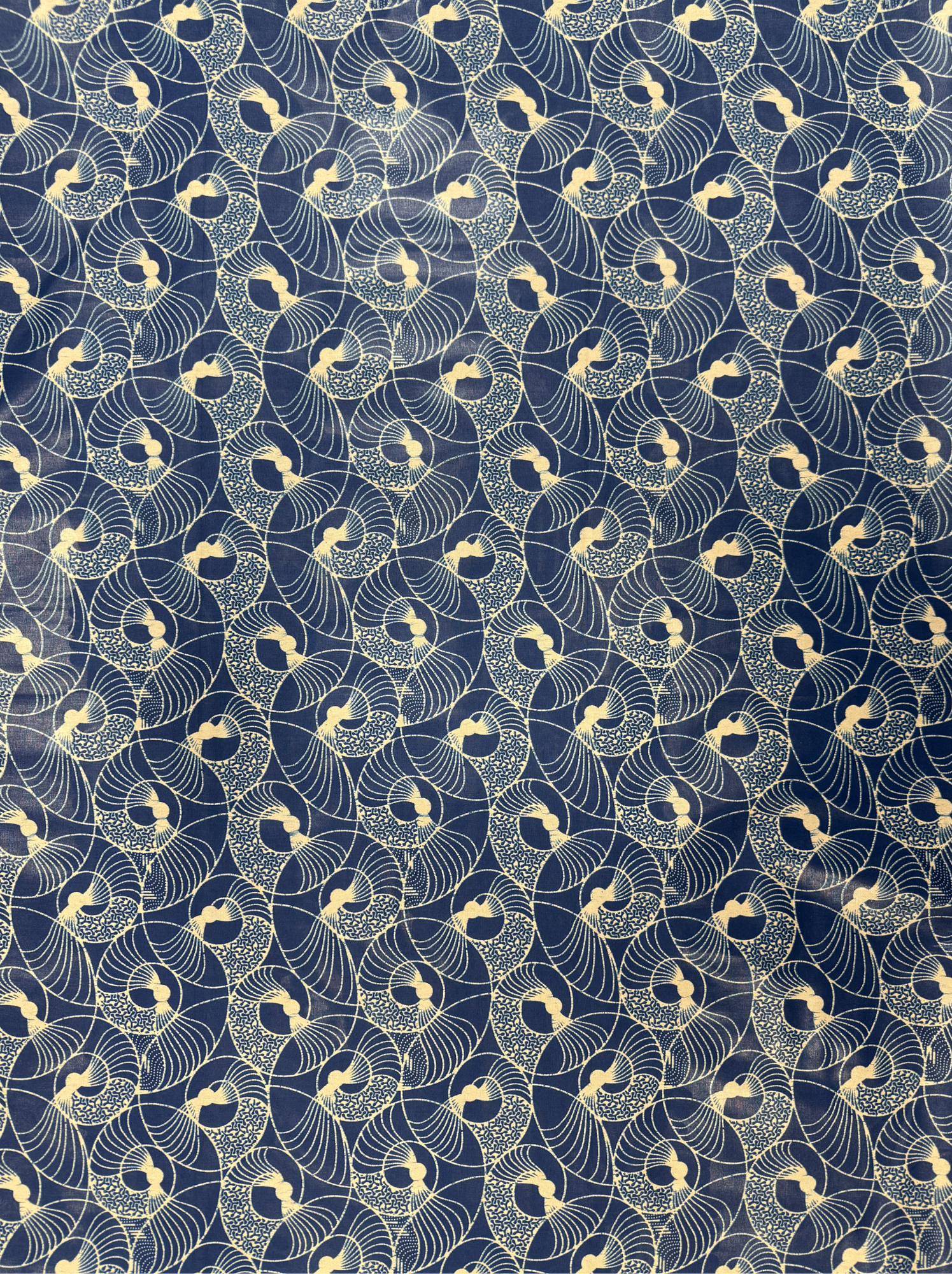 Navy Elegance: Premium 100% Cotton Fabric with Intricate Swirl Pattern