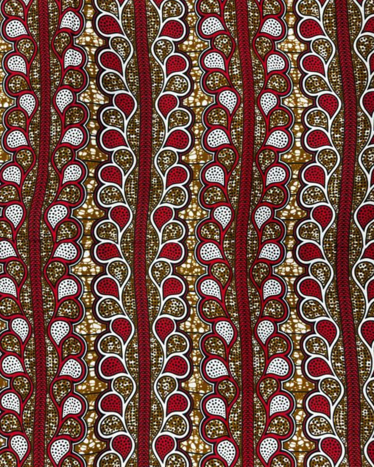 Red Waves African Print Fabric - Bold Red and Gold Pattern for Sewing