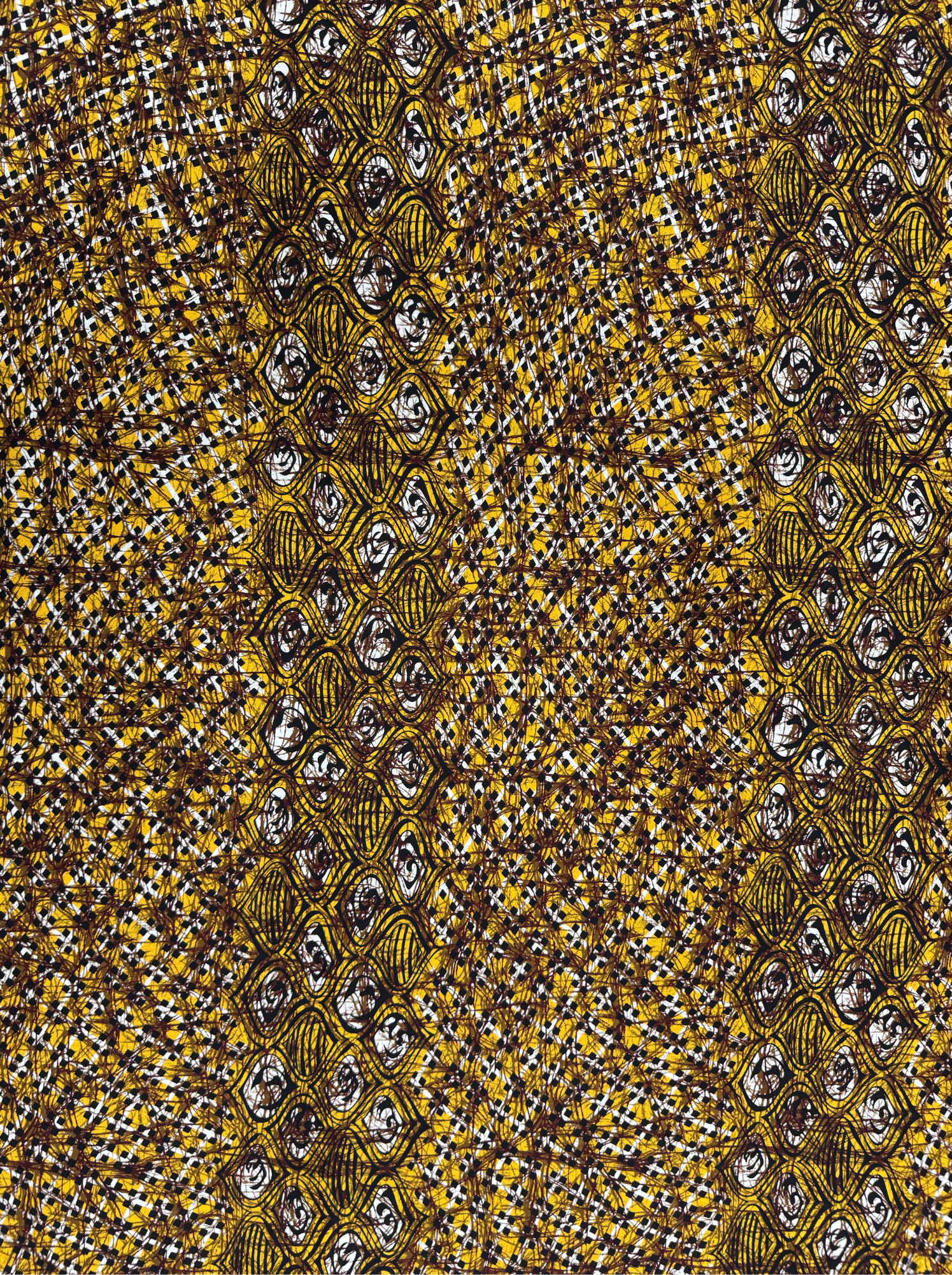 Abstract Texture: 100% Cotton Fabric with Bold Yellow and Black Patterns