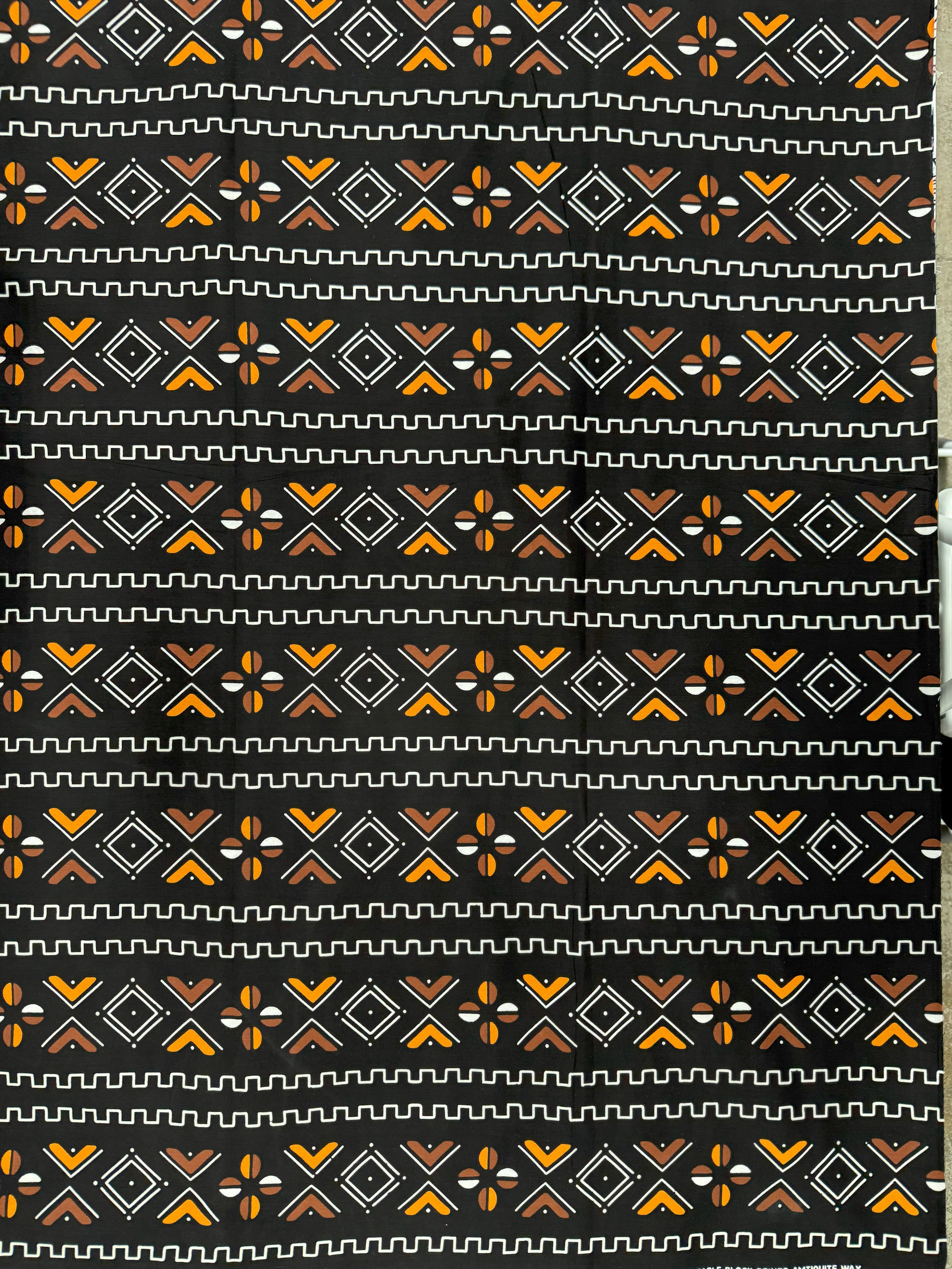 Earthy Tribal Motif: Premium 100% Cotton Fabric with Bold Geometric Patterns