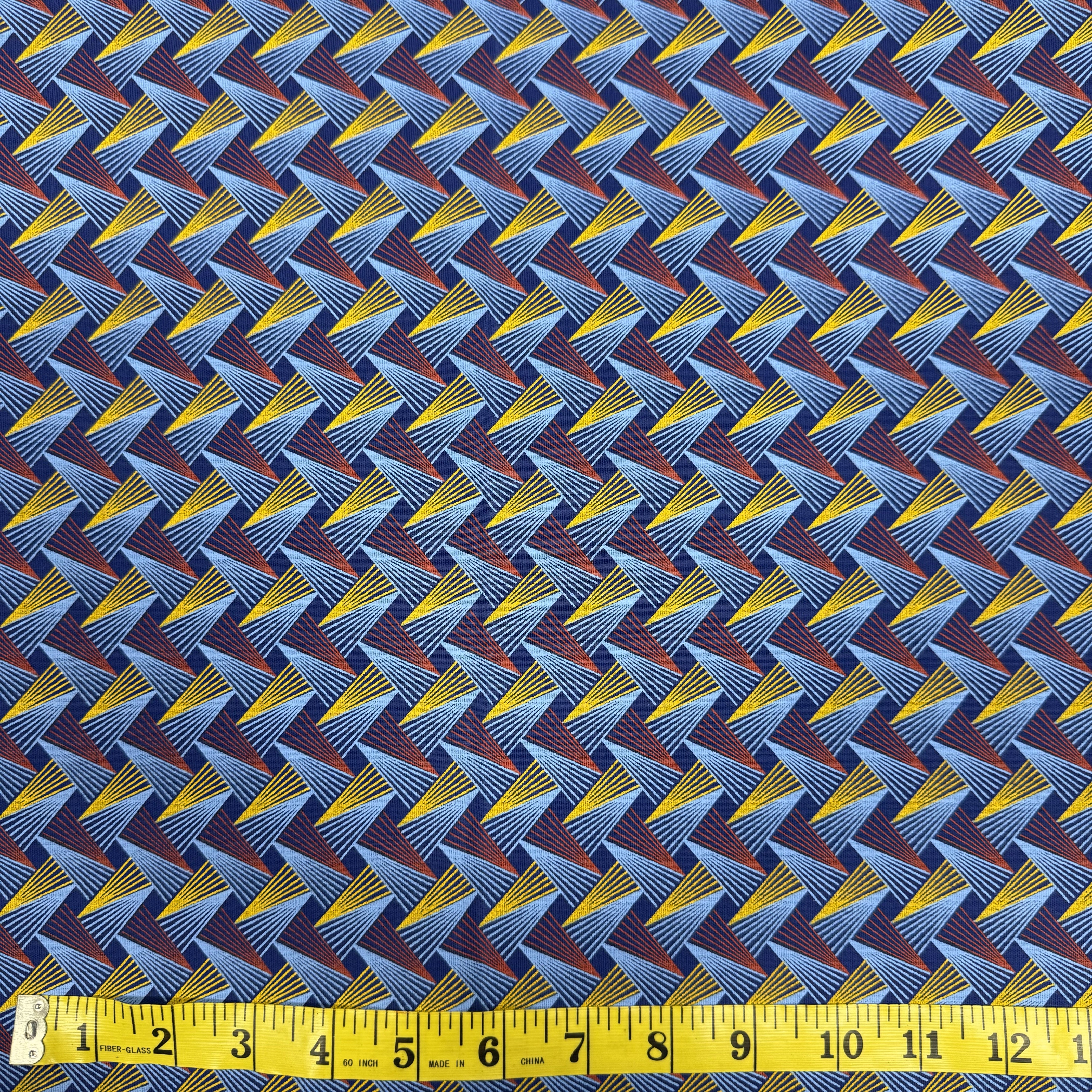 Blue and Yellow Basketweave Fabric – Bold Geometric Design, 100% Cotton