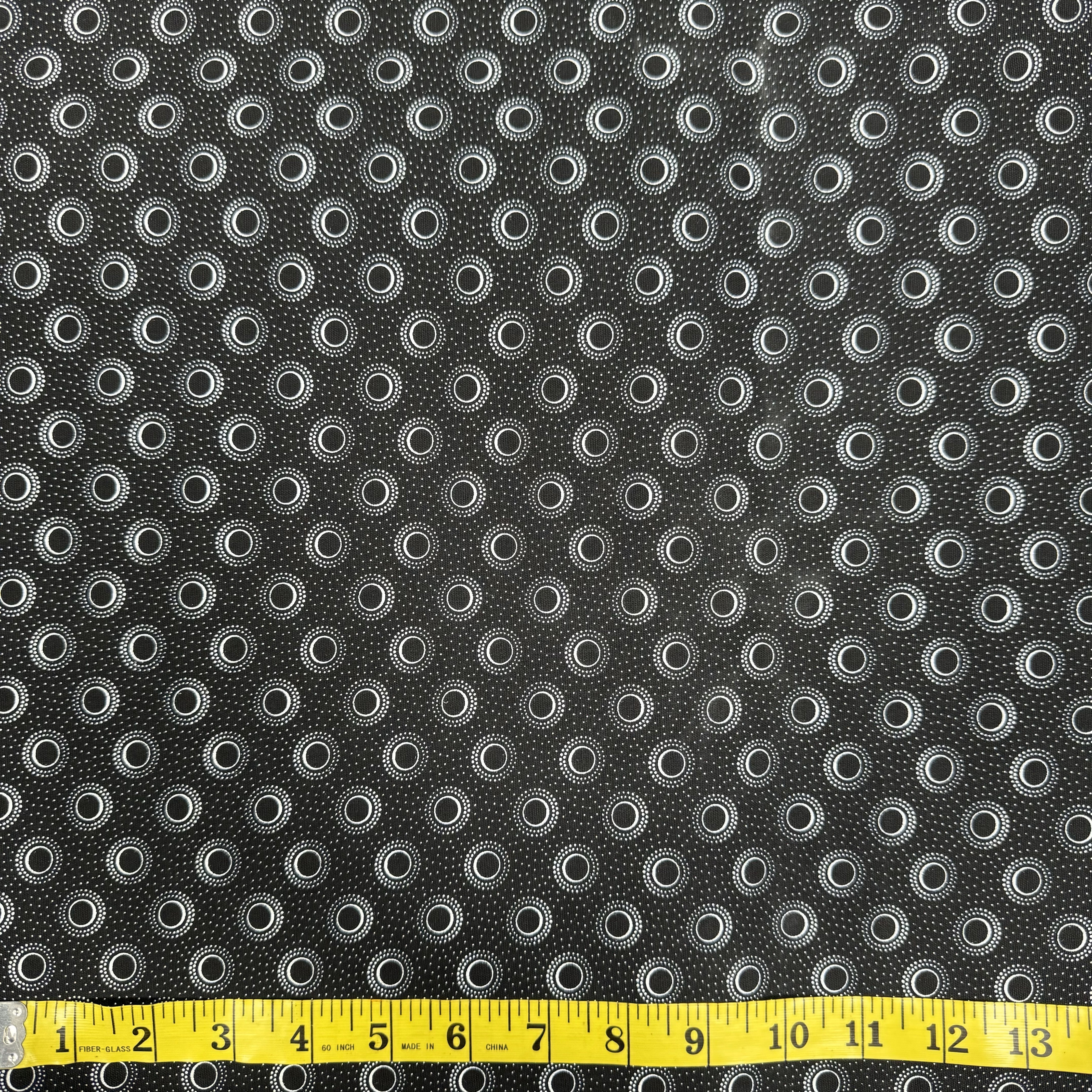 Classic Black and White Circular Pattern Fabric – Geometric Cotton Design