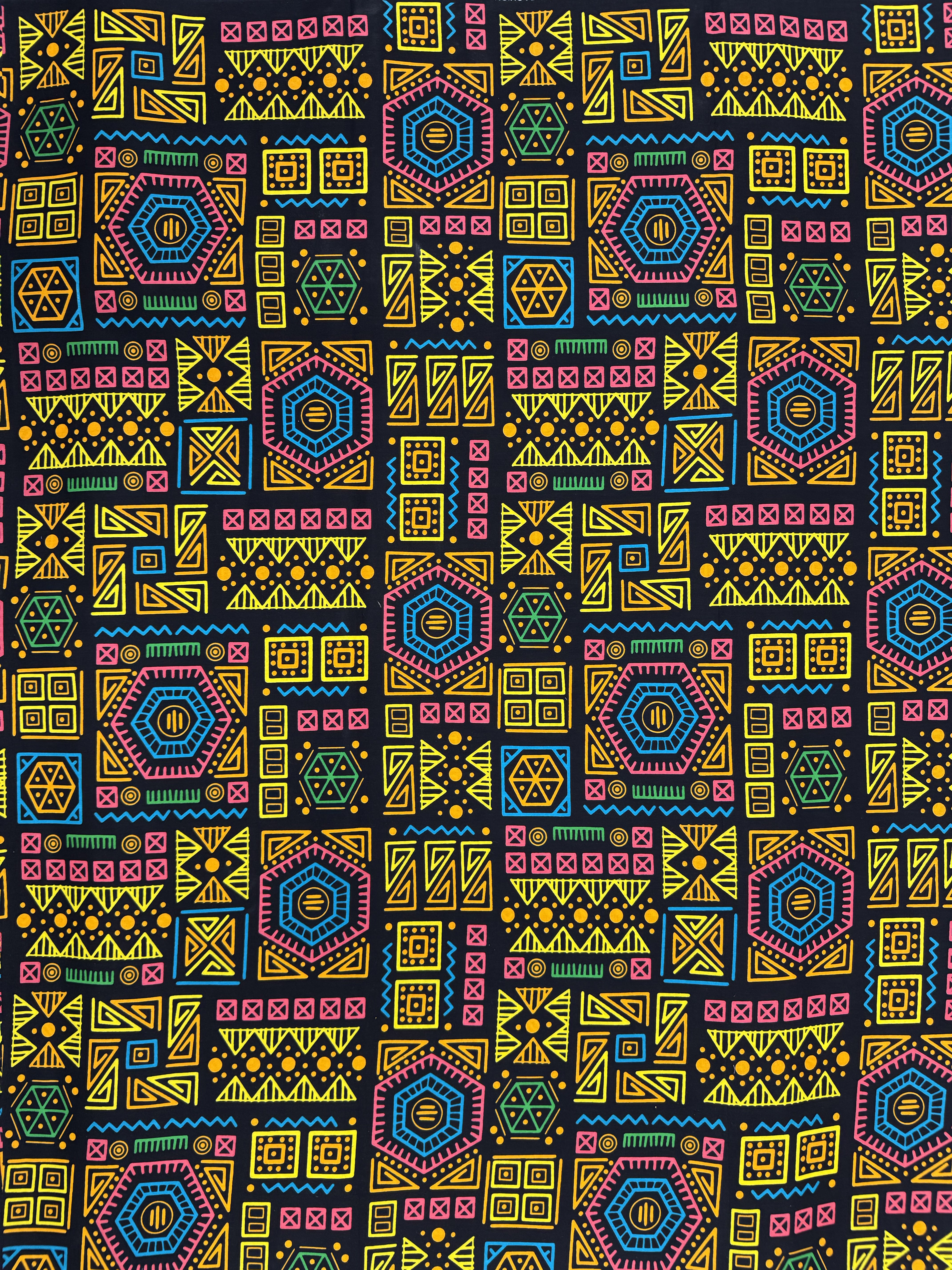 Vibrant Tetris African Print Fabric – Bold Geometric Patterns, 100% Cotton