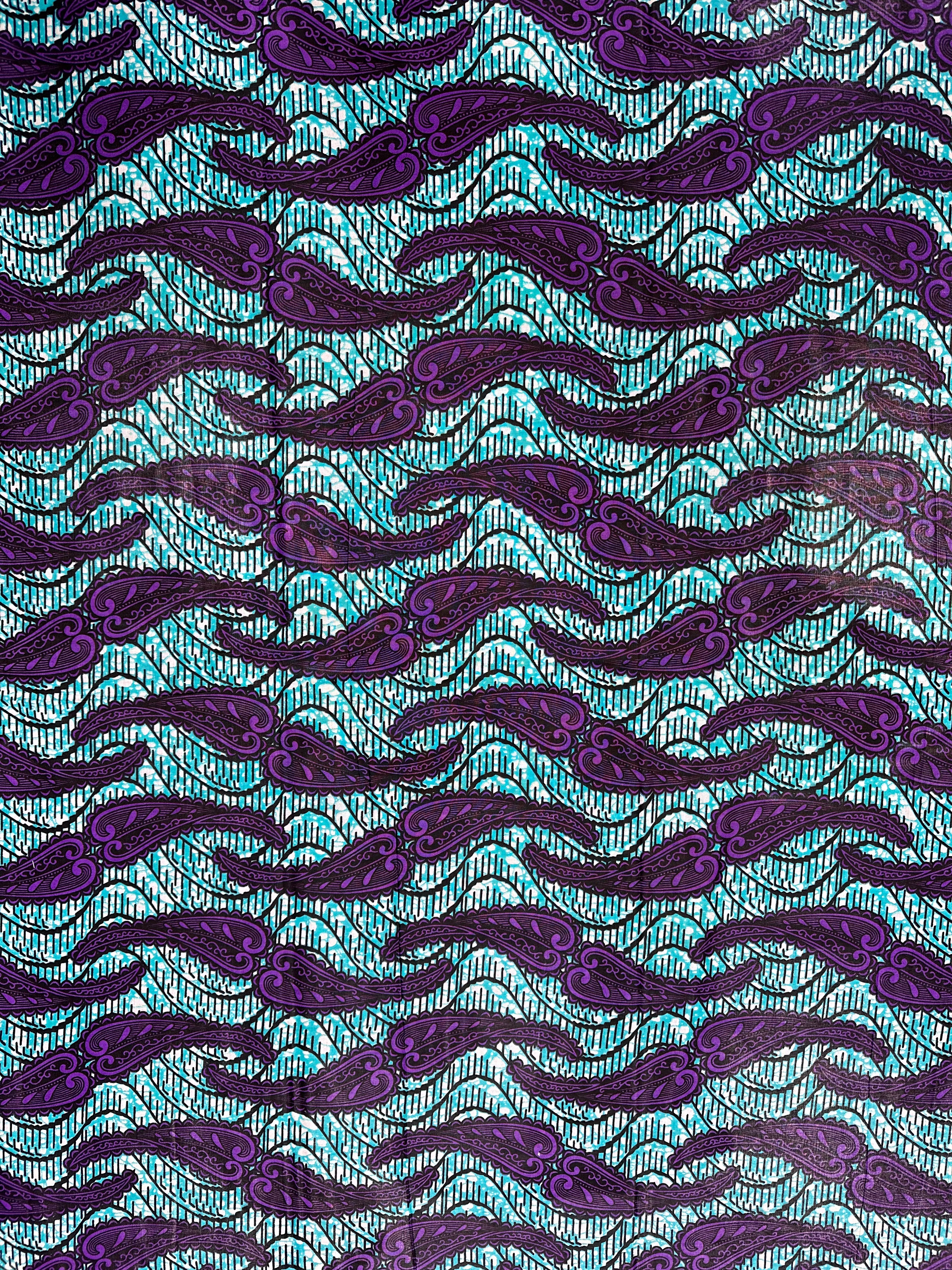 Purple Waves of Time: Premium 100% Cotton Fabric with Elegant Overlay