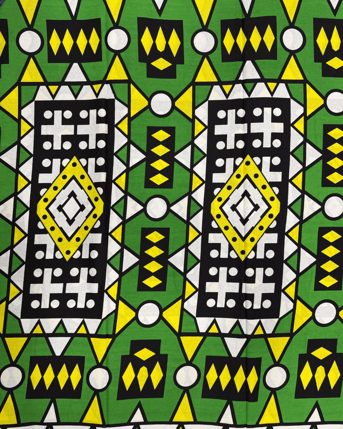 Emerald Glow African Print Fabric – Bold Geometric Cotton, 44” Wide